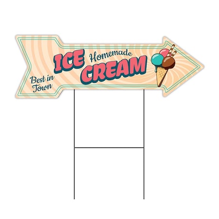 Signmission Ice Cream Homemade Arrow Yard Sign Funny Home Decor 30in Wide C-ARROW10-999807